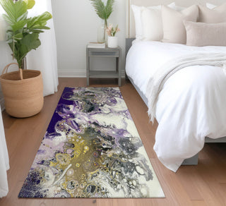 Piper Looms Mayfield Abstract AMF52 Amethyst Machine Washable Area Rug Runner Lifestyle Image Feature
