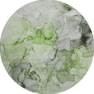 Piper Looms Mayfield Watercolors AMF520 Green Machine Washable Area Rug Round Main Image