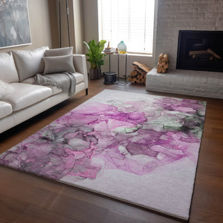 Piper Looms Mayfield Watercolors AMF520 Pink Machine Washable Area Rug Lifestyle Image Feature
