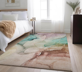 Piper Looms Mayfield Watercolors AMF521 Teal Machine Washable Area Rug Lifestyle Image Feature