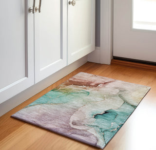 Piper Looms Mayfield Watercolors AMF521 Teal Machine Washable Area Rug Scatter Lifestyle Image Feature