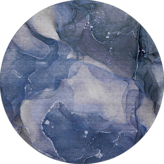 Piper Looms Mayfield Watercolors AMF522 Blue Machine Washable Area Rug Round Main Image