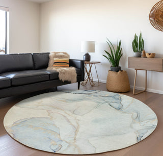 Piper Looms Mayfield Watercolors AMF523 Sky Machine Washable Area Rug Round Lifestyle Image Feature