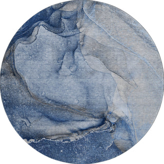 Piper Looms Mayfield Watercolors AMF524 Navy Machine Washable Area Rug Round Main Image