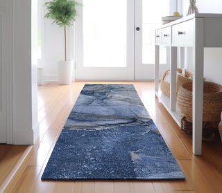Piper Looms Mayfield Watercolors AMF524 Navy Machine Washable Area Rug Runner Lifestyle Image Feature