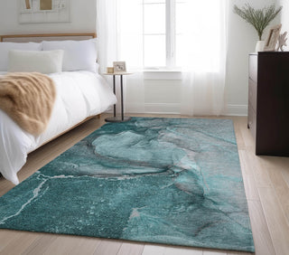 Piper Looms Mayfield Watercolors AMF524 Teal Machine Washable Area Rug Lifestyle Image Feature