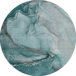 Piper Looms Mayfield Watercolors AMF524 Teal Machine Washable Area Rug Round Main Image