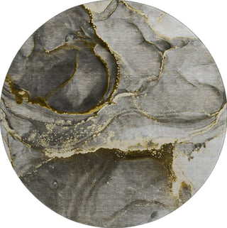 Piper Looms Mayfield Watercolors AMF525 Gold Machine Washable Area Rug Round Main Image