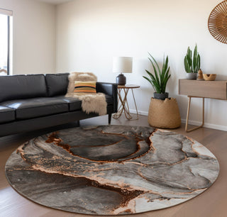 Piper Looms Mayfield Watercolors AMF525 Peach Machine Washable Area Rug Round Lifestyle Image Feature