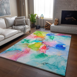 Piper Looms Mayfield Watercolors AMF526 Blue Machine Washable Area Rug Lifestyle Image Feature