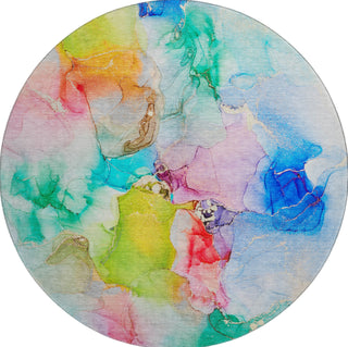 Piper Looms Mayfield Watercolors AMF526 Blue Machine Washable Area Rug Round Main Image