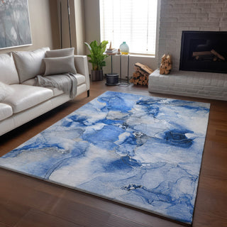 Piper Looms Mayfield Watercolors AMF526 Navy Machine Washable Area Rug Lifestyle Image Feature