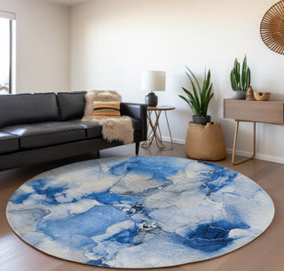 Piper Looms Mayfield Watercolors AMF526 Navy Machine Washable Area Rug Round Lifestyle Image Feature