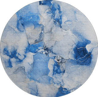 Piper Looms Mayfield Watercolors AMF526 Navy Machine Washable Area Rug Round Main Image
