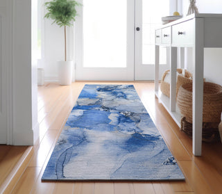 Piper Looms Mayfield Watercolors AMF526 Navy Machine Washable Area Rug Runner Lifestyle Image Feature