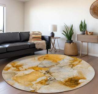 Piper Looms Mayfield Watercolors AMF526 Orange Machine Washable Area Rug Round Lifestyle Image Feature