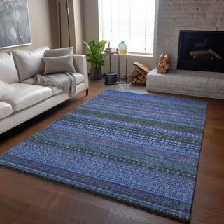 Piper Looms Mayfield Stripes AMF527 Blue Machine Washable Area Rug Lifestyle Image Feature