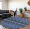Piper Looms Mayfield Stripes AMF527 Blue Machine Washable Area Rug Round Lifestyle Image Feature
