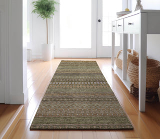 Piper Looms Mayfield Stripes AMF527 Khaki Machine Washable Area Rug Runner Lifestyle Image Feature