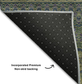 Piper Looms Mayfield Stripes AMF527 Olive Machine Washable Area Rug Backing Image