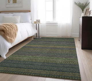 Piper Looms Mayfield Stripes AMF527 Olive Machine Washable Area Rug Lifestyle Image Feature