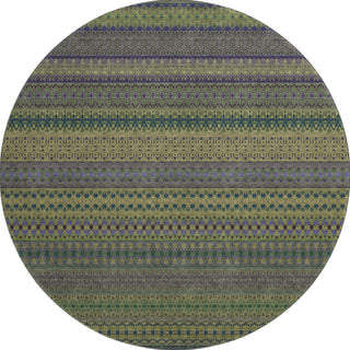 Piper Looms Mayfield Stripes AMF527 Olive Machine Washable Area Rug Round Main Image