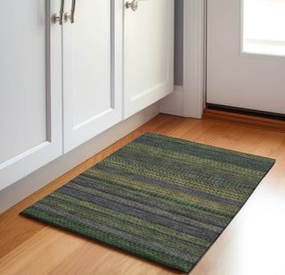 Piper Looms Mayfield Stripes AMF527 Olive Machine Washable Area Rug Scatter Lifestyle Image Feature