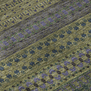Piper Looms Mayfield Stripes AMF527 Olive Machine Washable Area Rug Swatch Image