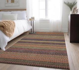 Piper Looms Mayfield Stripes AMF527 Paprika Machine Washable Area Rug Lifestyle Image Feature