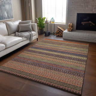 Piper Looms Mayfield Stripes AMF527 Paprika Machine Washable Area Rug Lifestyle Image Feature