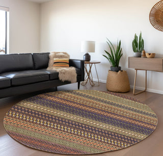 Piper Looms Mayfield Stripes AMF527 Paprika Machine Washable Area Rug Round Lifestyle Image Feature