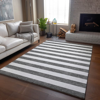 Piper Looms Mayfield Stripes AMF528 Charcoal Machine Washable Area Rug Lifestyle Image Feature