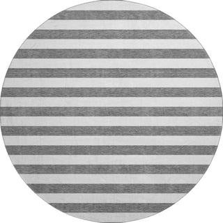 Piper Looms Mayfield Stripes AMF528 Charcoal Machine Washable Area Rug Round Main Image