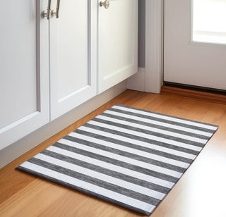 Piper Looms Mayfield Stripes AMF528 Charcoal Machine Washable Area Rug Scatter Lifestyle Image Feature