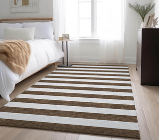 Piper Looms Mayfield Stripes AMF528 Chocolate Machine Washable Area Rug Lifestyle Image Feature