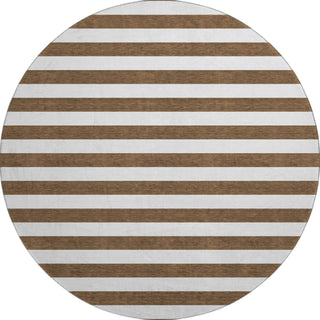 Piper Looms Mayfield Stripes AMF528 Chocolate Machine Washable Area Rug Round Main Image