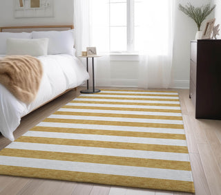 Piper Looms Mayfield Stripes AMF528 Gold Machine Washable Area Rug Lifestyle Image Feature