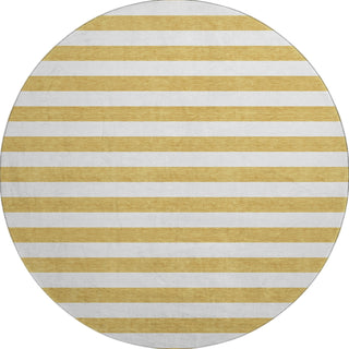Piper Looms Mayfield Stripes AMF528 Gold Machine Washable Area Rug Round Main Image