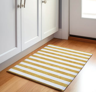 Piper Looms Mayfield Stripes AMF528 Gold Machine Washable Area Rug Scatter Lifestyle Image Feature