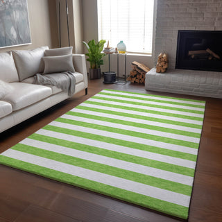 Piper Looms Mayfield Stripes AMF528 Lime Machine Washable Area Rug Lifestyle Image Feature