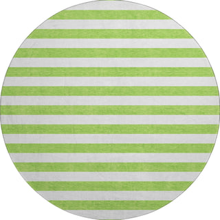 Piper Looms Mayfield Stripes AMF528 Lime Machine Washable Area Rug Round Main Image