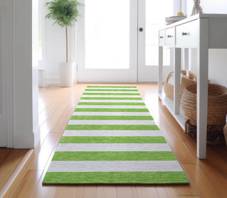 Piper Looms Mayfield Stripes AMF528 Lime Machine Washable Area Rug Runner Lifestyle Image Feature