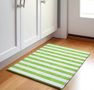 Piper Looms Mayfield Stripes AMF528 Lime Machine Washable Area Rug Scatter Lifestyle Image Feature