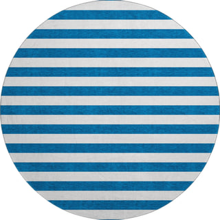 Piper Looms Mayfield Stripes AMF528 Navy Machine Washable Area Rug Round Main Image