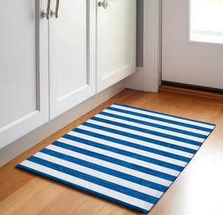 Piper Looms Mayfield Stripes AMF528 Navy Machine Washable Area Rug Scatter Lifestyle Image Feature