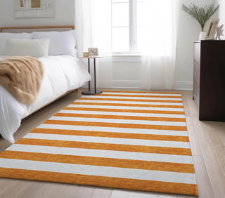 Piper Looms Mayfield Stripes AMF528 Orange Machine Washable Area Rug Lifestyle Image Feature