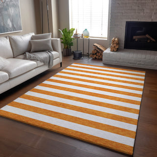 Piper Looms Mayfield Stripes AMF528 Orange Machine Washable Area Rug Lifestyle Image Feature