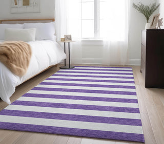 Piper Looms Mayfield Stripes AMF528 Purple Machine Washable Area Rug Lifestyle Image Feature