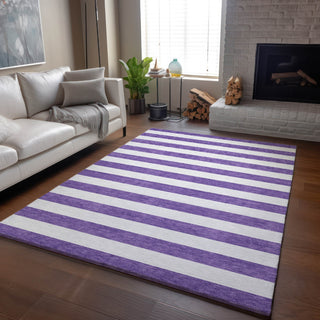 Piper Looms Mayfield Stripes AMF528 Purple Machine Washable Area Rug Lifestyle Image Feature
