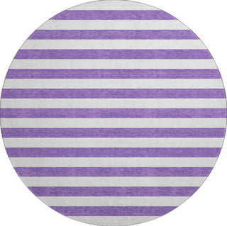 Piper Looms Mayfield Stripes AMF528 Purple Machine Washable Area Rug Round Main Image